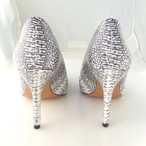Aldo white snake and black edgy pointed toe heel pumps size 6 - Picture 6 of 8